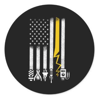 Electrician US Flag Tools for Electricians Classic Round Sticker