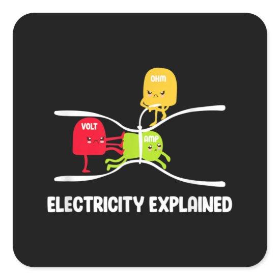 Electricity Explained Volt Ohm Amp Funny Electrici Square Sticker