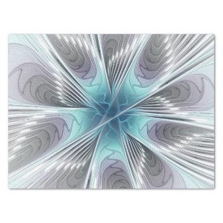 Elegance Modern Blue Gray White Fractal Art Flower Tissue Paper
