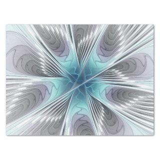 Elegance Modern Blue Gray White Fractal Art Flower Tissue Paper