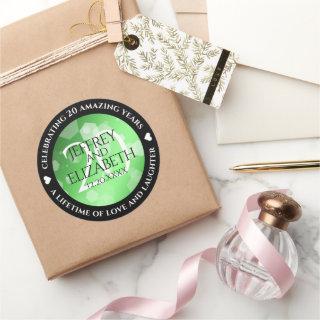 Elegant 20th Emerald Wedding Anniversary Classic Round Sticker