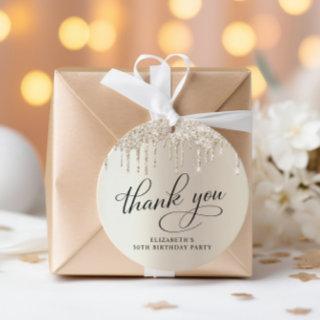 Elegant 50th Birthday Party Gold Glitter Thank You Favor Tags