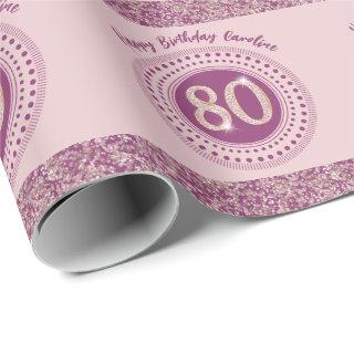 Elegant 80th Birthday Rose Gold Glitter & Stripes