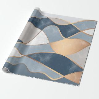 Elegant Abstract Gold Waves & Teal Marble Grunge