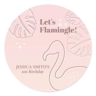 Elegant Abstract Lets Flamingle  Classic Round Sticker
