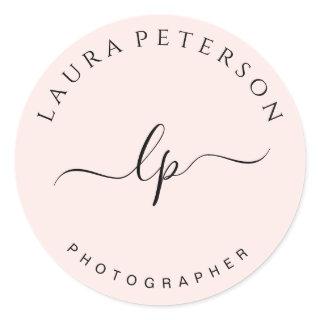 Elegant and simple handwritten script calligraphy classic round sticker