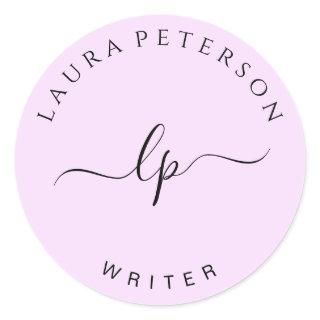 Elegant and simple handwritten script calligraphy classic round sticker