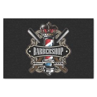 Elegant Barber Pole and Crown Logo Personalize Tissue Paper