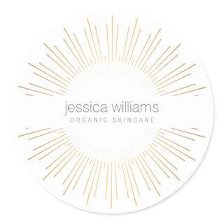 Elegant Beauty Gold Sunburst Classic Round Sticker