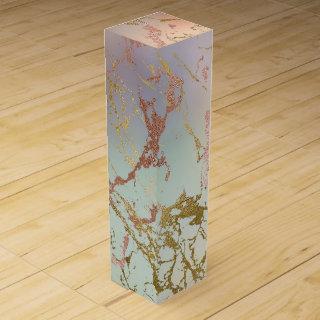Elegant Beige Marble | Mint Sage Green Rose Gold Wine Box