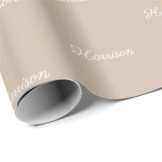 Elegant beige tan script custom name birthday