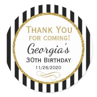 Elegant Birthday Black Gold Thank You Favor Tags