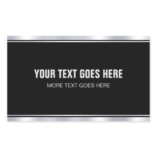 Elegant Black And Silver Add Your Name Text Modern Rectangular Sticker