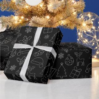 Elegant Black and Silver Foil Christmas Pattern