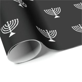Elegant black and white Jewish menorah Hanukkah