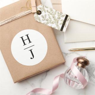 Elegant Black and White Wedding Monogram Classic Round Sticker