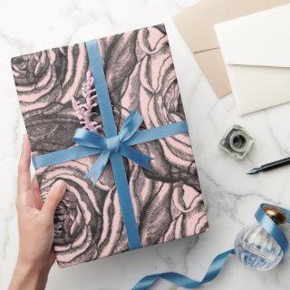 Elegant Black Botanical Rose on Blush Pale Pink