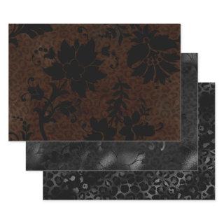 Elegant Black  Bronze  Botanical Leopard Print    Sheets