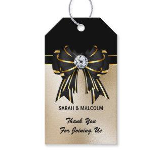 Elegant black gold bow diamond chic favor gift tags