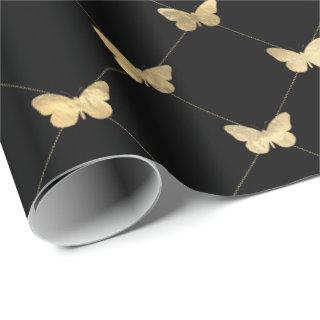 Elegant Black Gold Butterfly Pattern