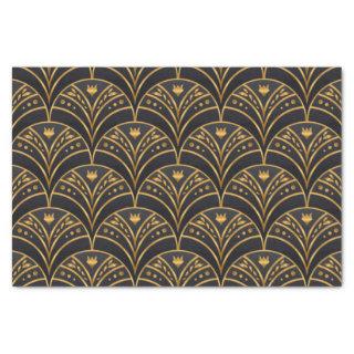 Elegant Black Gold Scallop Pattern Art Deco Tissue Paper