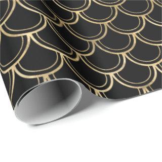 Elegant Black Gold Scallop Pattern