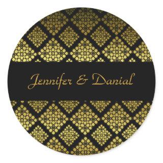 Elegant Black & Gold Wedding Envelope Seal
