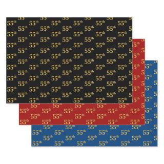 Elegant Black, Red, Blue, Faux Gold 55th Event #  Sheets