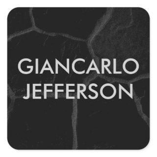 Elegant Black Stone Minimalist Style Professional Square Sticker