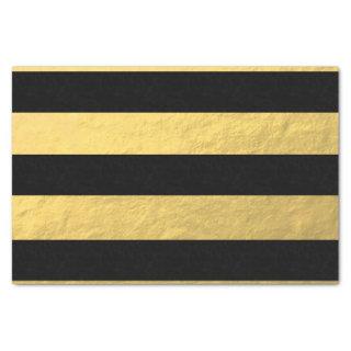 Elegant Black Stripes Gold Foil Printed Tissue Paper