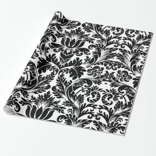 Elegant Black & White Baroque Damasks Pattern