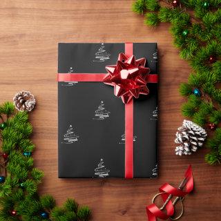 Elegant Black White Christmas Tree Pattern Gift