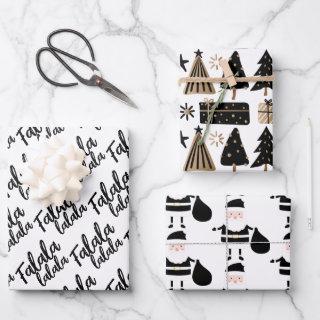 Elegant Black White Gold Christmas Quote Gift  Sheets