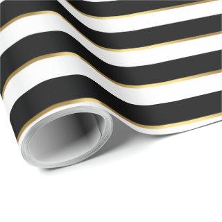 Elegant Black White Gold Horizontal Stripe