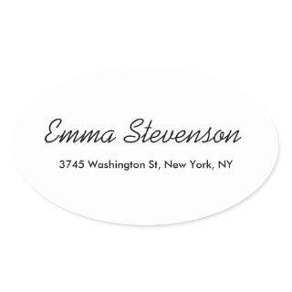 Elegant Black & White Handwriting Professional Oval Sticker