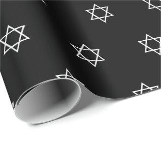 Elegant black white Magen David pattern Hanukkah