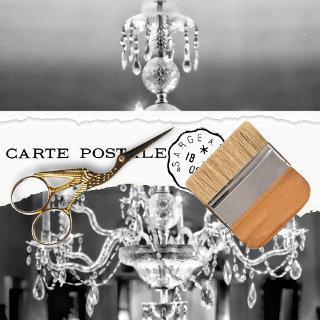 Elegant Black White Vintage Chandelier Decoupage  Tissue Paper