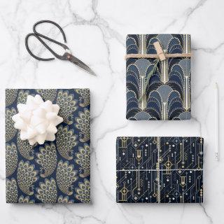 Elegant Blue and Gold Art Deco Pattern  Sheets