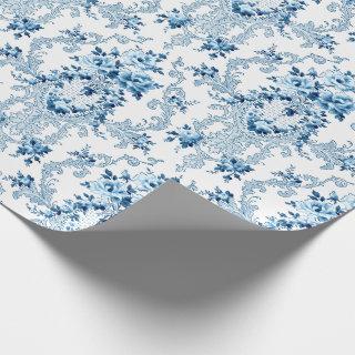 Elegant Blue and White French Rococo Floral