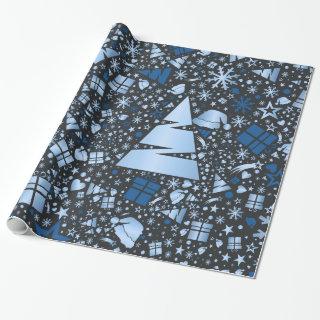 Elegant Blue Christmas Tree Pattern