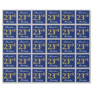 Elegant, Blue, Faux Gold 23rd Birthday + Name