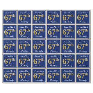 Elegant, Blue, Faux Gold 67th Birthday + Name