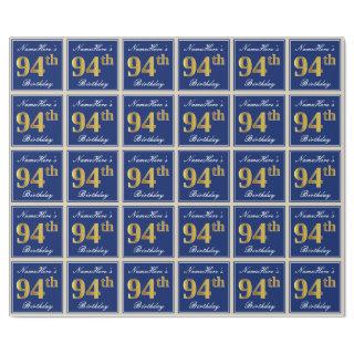 Elegant, Blue, Faux Gold 94th Birthday + Name