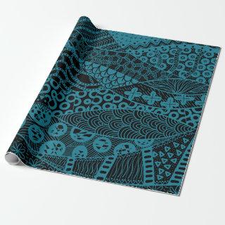 Elegant Blue Geometric Abstract Tribal Pattern
