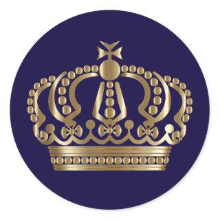 Elegant Blue Gold Crown Envelope Seal