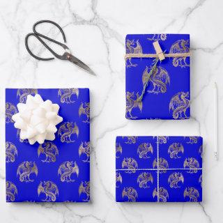 Elegant Blue Gold Dragon  Sheets