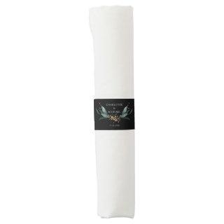 Elegant Blue Gold (Imitat) Botanical  Napkin Bands