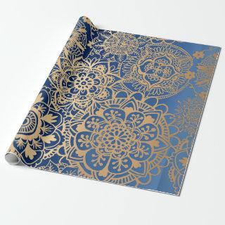 Elegant Blue Gold Mandala Pattern