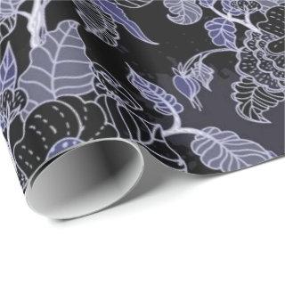 Elegant Blue & Grey Dark Floral