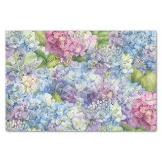 Elegant Blue Hydrangea Floral Pattern Decoupage Tissue Paper